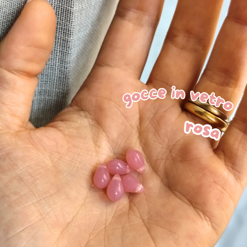 💧 DROPS in vetro rosa| 5pz Pack