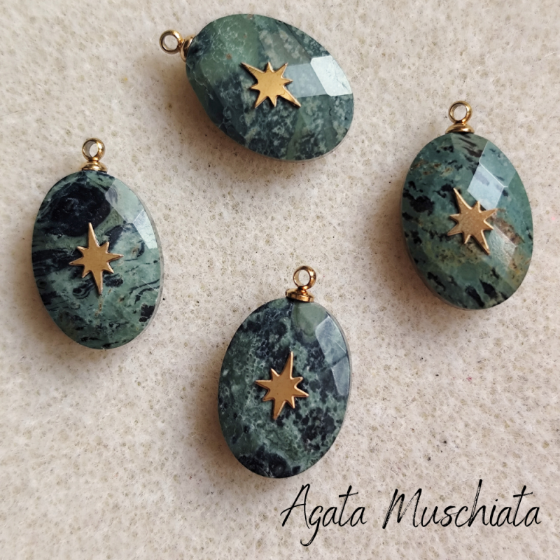 ✨ 1pz Agata Muschiata | acciaio inossidabile e pietra naturale