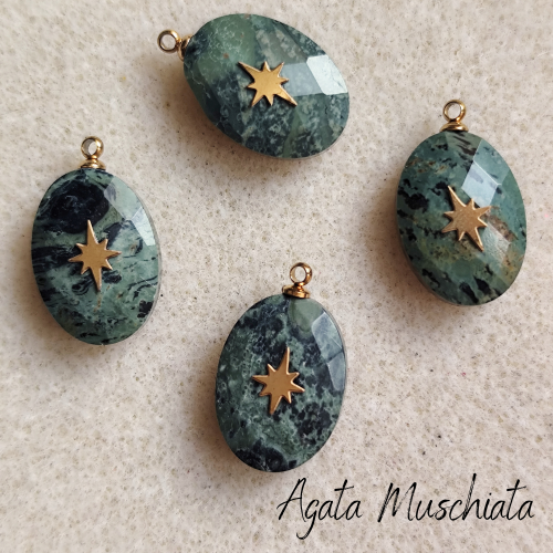✨ 1pz Agata Muschiata | acciaio inossidabile e pietra naturale