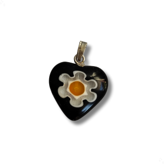 Ciondolo fiore nero | Cuore stile murano