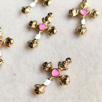 croce gothic chic cuore fucsia | acciaio...