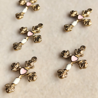 croce gothic chic cuore rosa chiaro | acciaio...